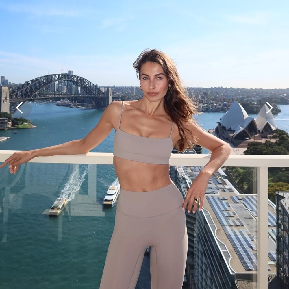 Crop Shop Boutique Freedom Fabric - Almond color Sports Bra & Leggings Set